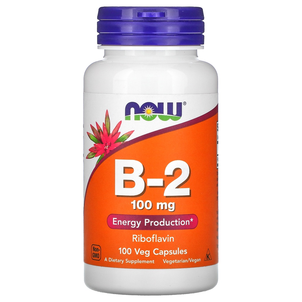 Now Foods  Vit B2 100 mg 100 Cap ORI USA Vitamin B2 un Sumber Energi Now Food B2 Now B2 100