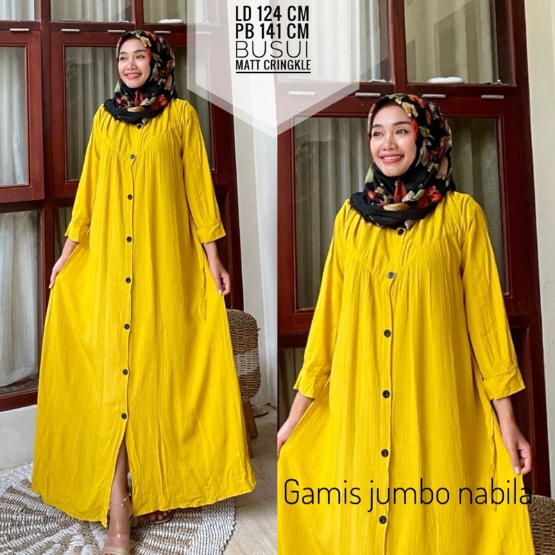 Gamis wanita jumbo crinkle nabila