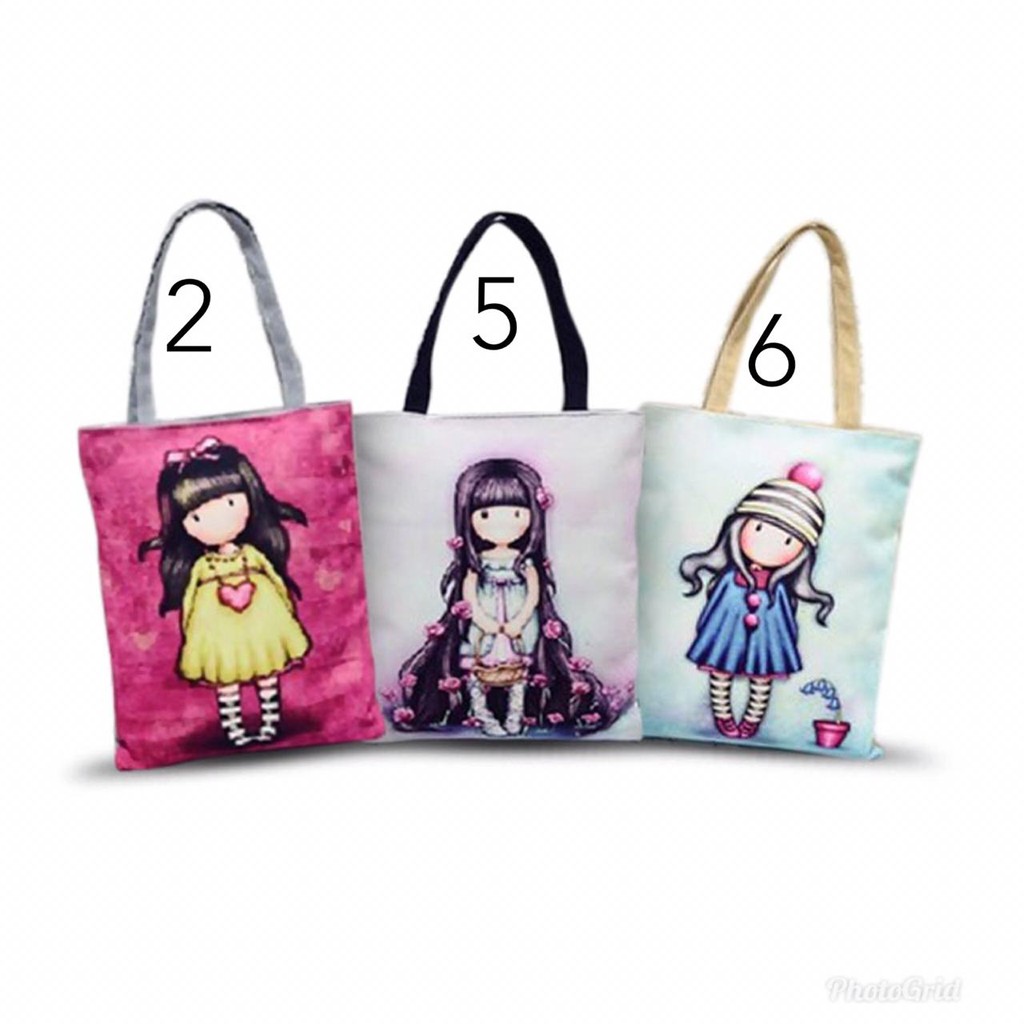 Totebag cute girl wanita impor tas jinjing lucu cute girl tote bag