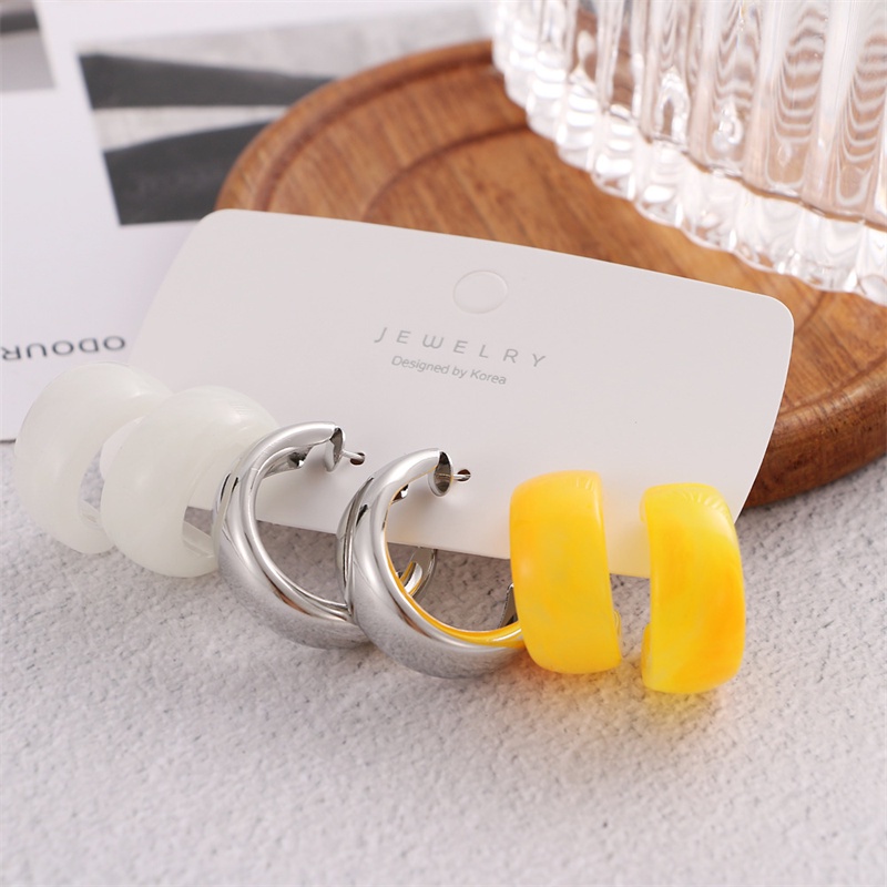 3 Pasang / Set Anting Resin Bentuk Macaron Untuk Pria Dan Wanita