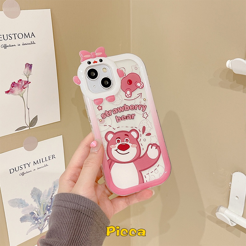 Case Desain Kartun Beruang Lotso Strawberry Untuk Oppo A57 2022 A17 A95 A16K A76 A77S A96 A3s A7 A5s A12 A53 A33 A74 A95 A16K A52 Reno 4F 5 6 A16 A51 A5 Az A9 Az 3D A1K A51