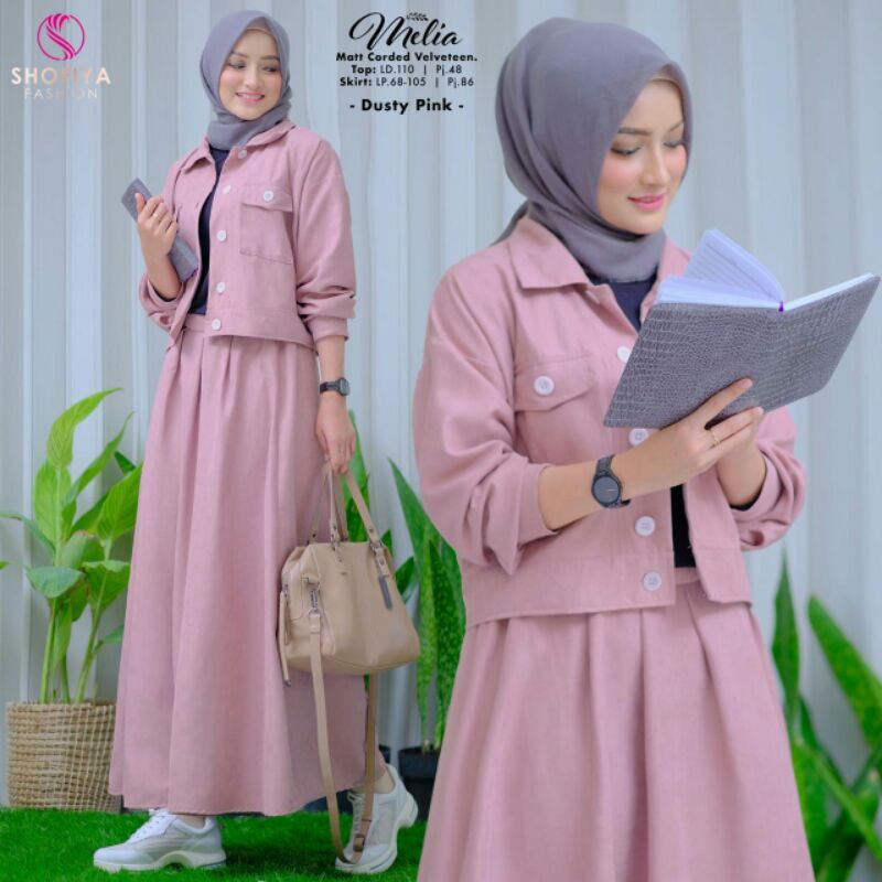 MELIA SET 2IN1 (ATASAN + ROK) ORI BY SHOFIYA