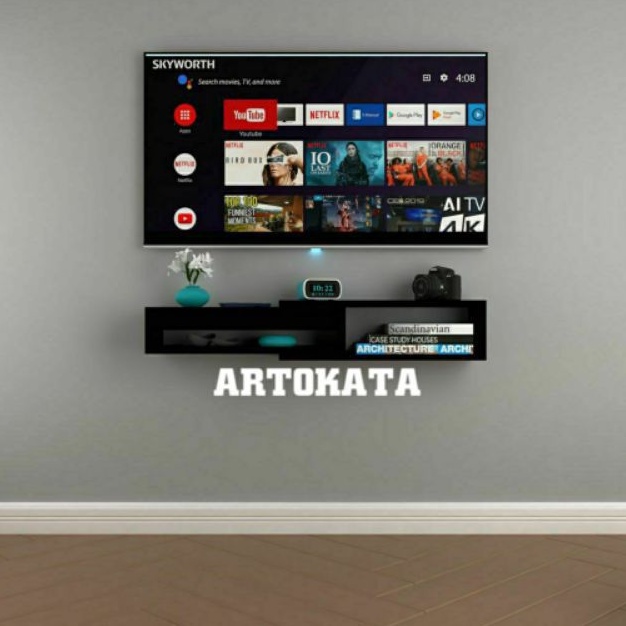 Rak bunga minimalis tv jilbab kaktus dinding kosmetik tempel hias gantung buku dari besi kayu jati R