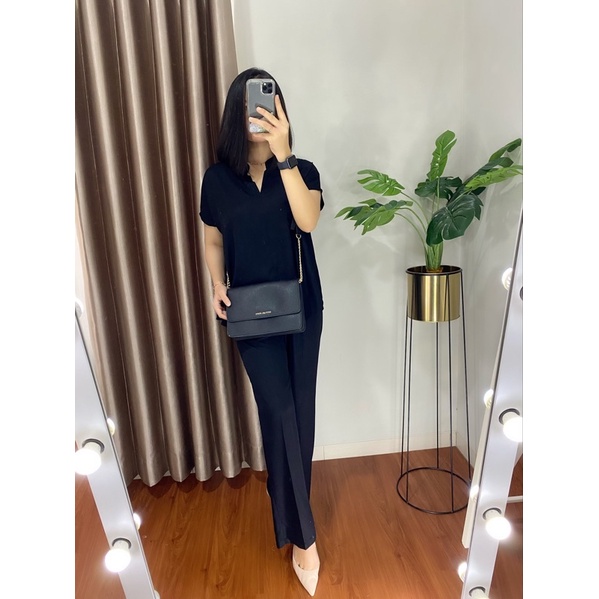 ONE SET TWILL PIYAMA SET TWILL/PAJAMAS/DAILY ONE SET/SETELAN / SETCEL / KEMEJA RAYON / RAYON TWILL-black (RAYON TWILL)
