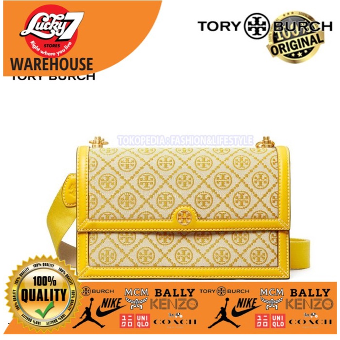 TAS TORY BURCH T Monogram Jacquard Shoulder Bag GoldFinch ORIGINAL TB / Tory Burch Original / Dompet