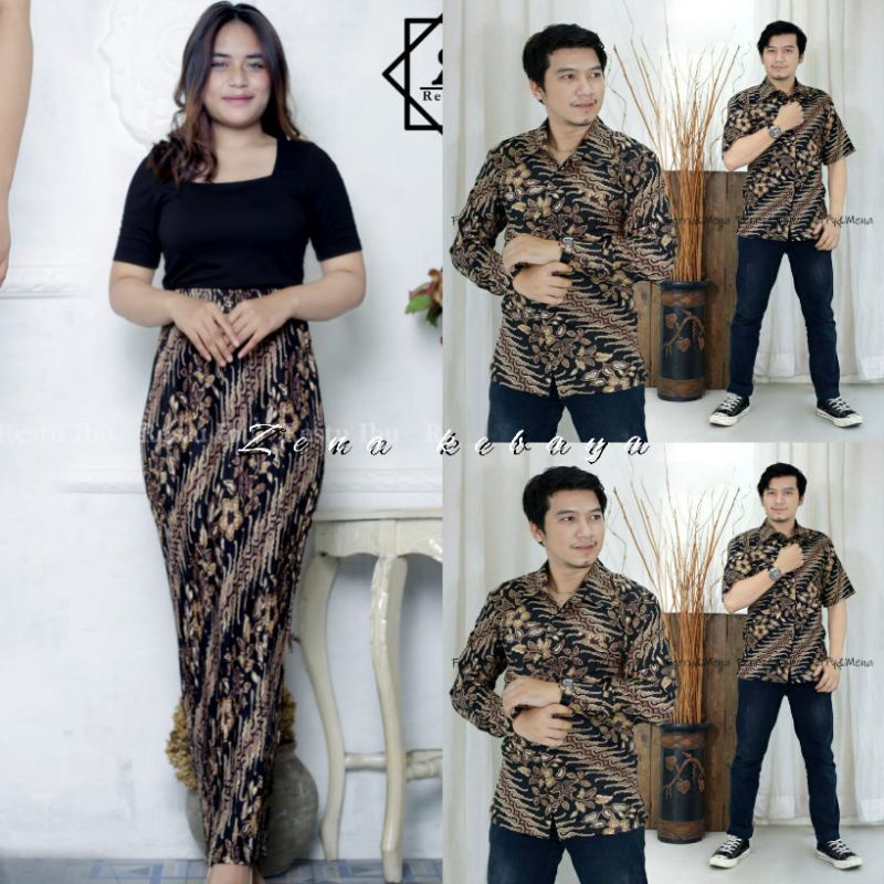 COUPLE KEMEJA BATIK COUPLE ROK PRISKET BATIK MOTIF KRISAN