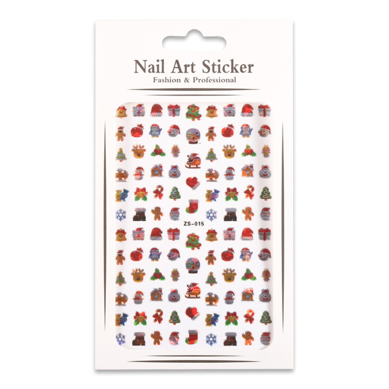 Siy Stiker Kuku Motif Natal Warna-Warni Untuk Dekorasi Nail Art Diy