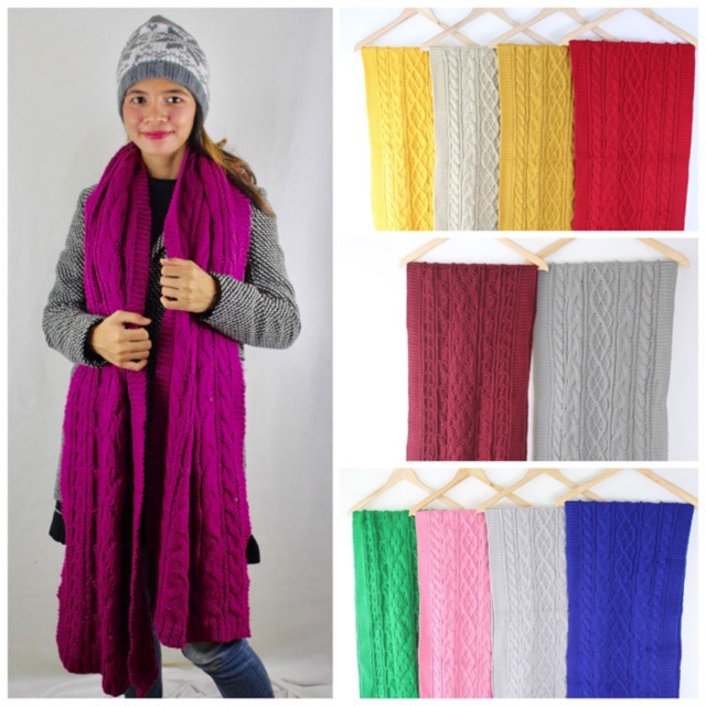 IMPORT Scarf Long Thick Syal Rajut Wool Winter Musim Dingin Tebal Winter Scarf Infinity Knitted