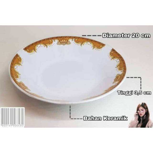 Piring makan mahkota lilia ukuran 8 inch