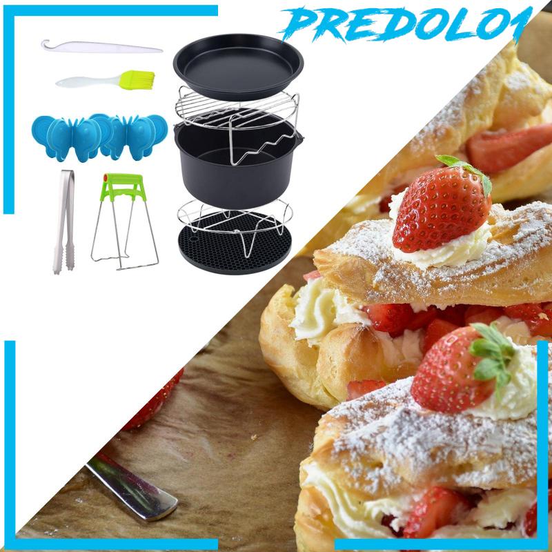 [PREDOLO1] 10 Pieces Air Fryer Accessories Steel Skewer Rack for BBQ Home Kitchen