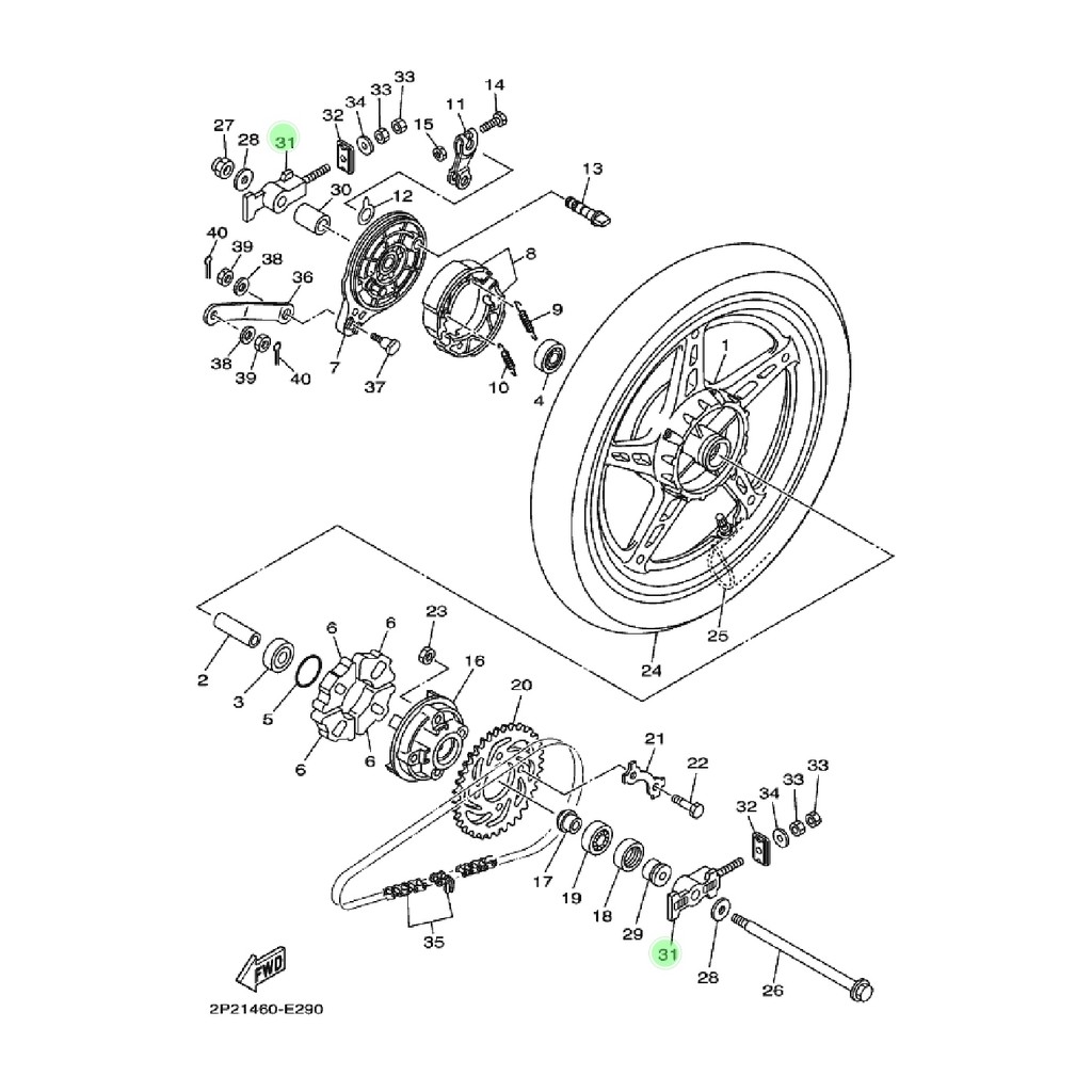 PULLER CHAIN ANTING STELAN SETELAN RANTAI RANTE JUPITER Z 110 BURHAN 115 ROBOT ORIGINAL YGP 5TP-F5388-00