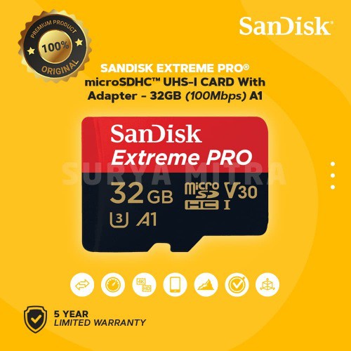 Micro SDHC Sandisk 32Gb U3 V30 EXTREME PRO 100MB/S