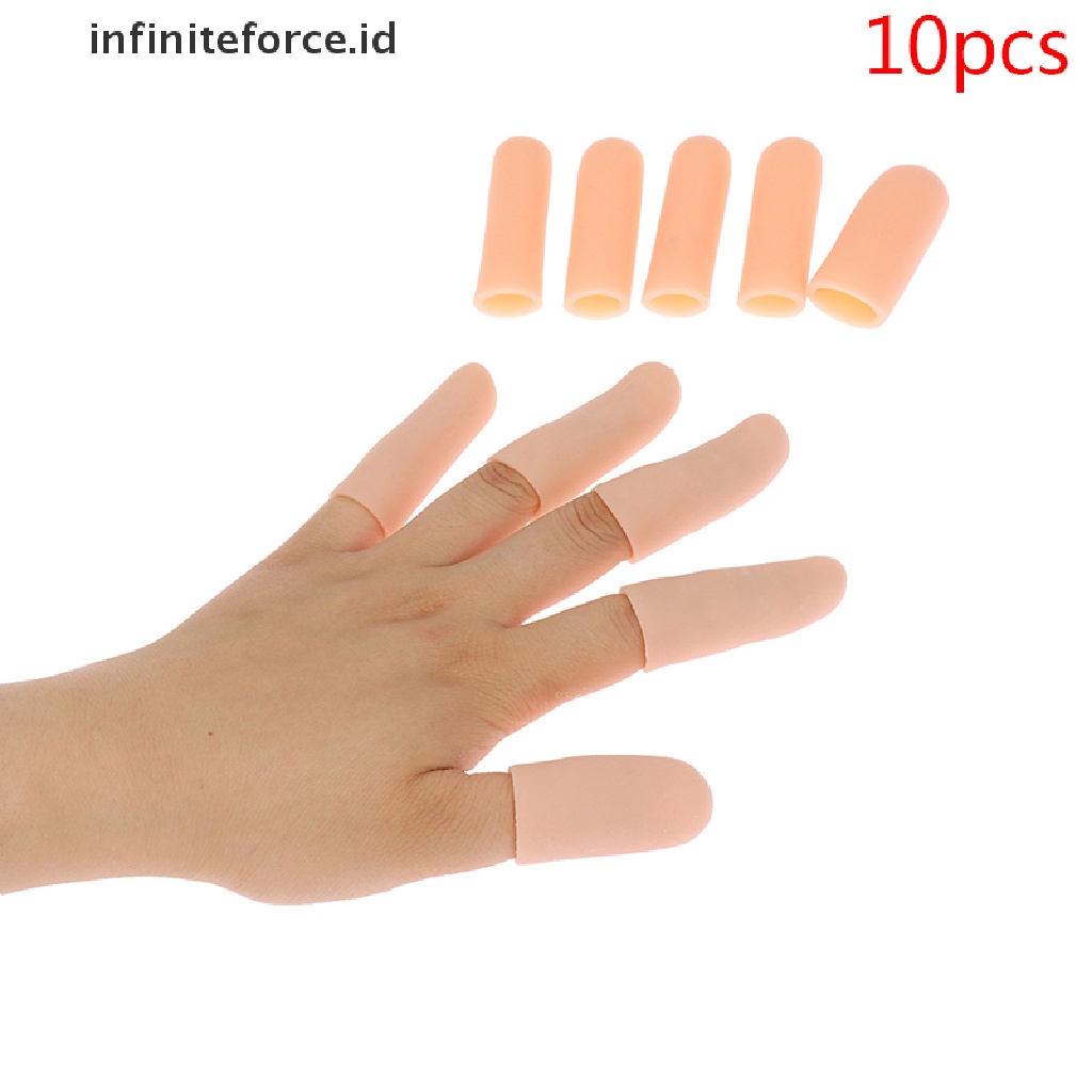 (Infiniteforce.Id) 10pcs / Set Cap Pelindung Jari Bahan Silikon Untuk Pereda Nyeri