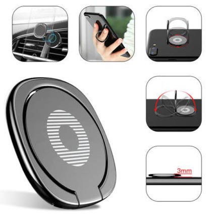 Metal iRing Smartphone Holder / Cincin Hp / I-ring Black