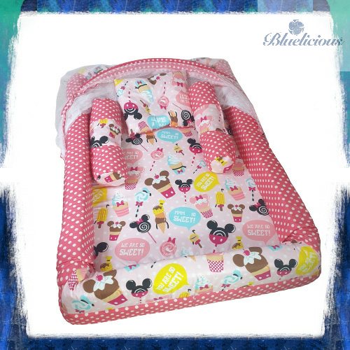 Kasur Bayi Kelambu anak - Set Kolam - Ice Cream Pink