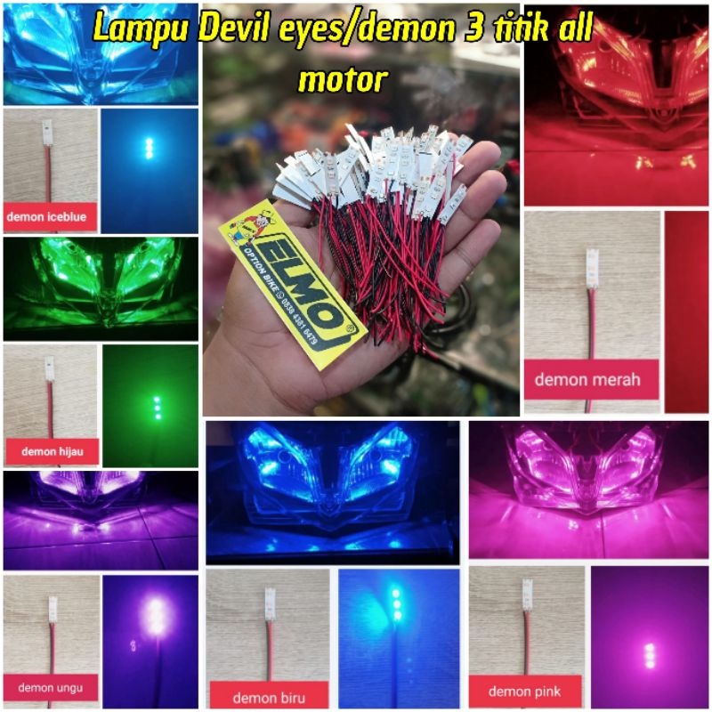 LAMPU LED DEMON EYE DEVIL EYE BUAT MOTOR 12V DEVIL EYES 3TITIK