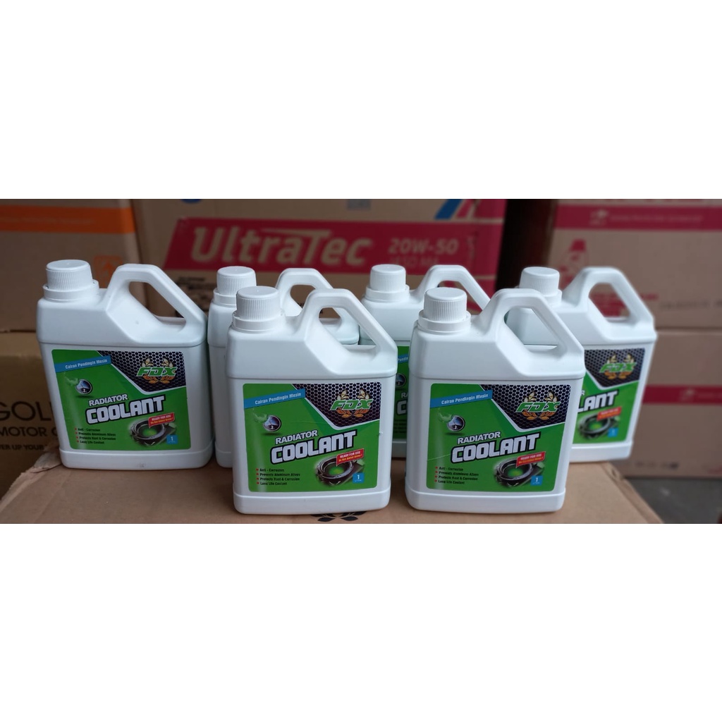 Cairan Radiator Coolant merek FDX 1L Harga 1 Dus ( isi 20 Botol )