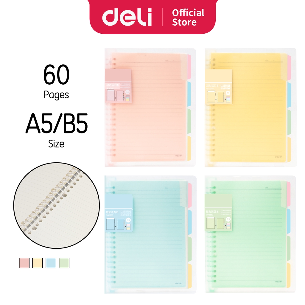 

Deli Buku Vivid Lose Leaf Binder A5 B5 60 Halaman Warna Pastel QHA560 QHB560