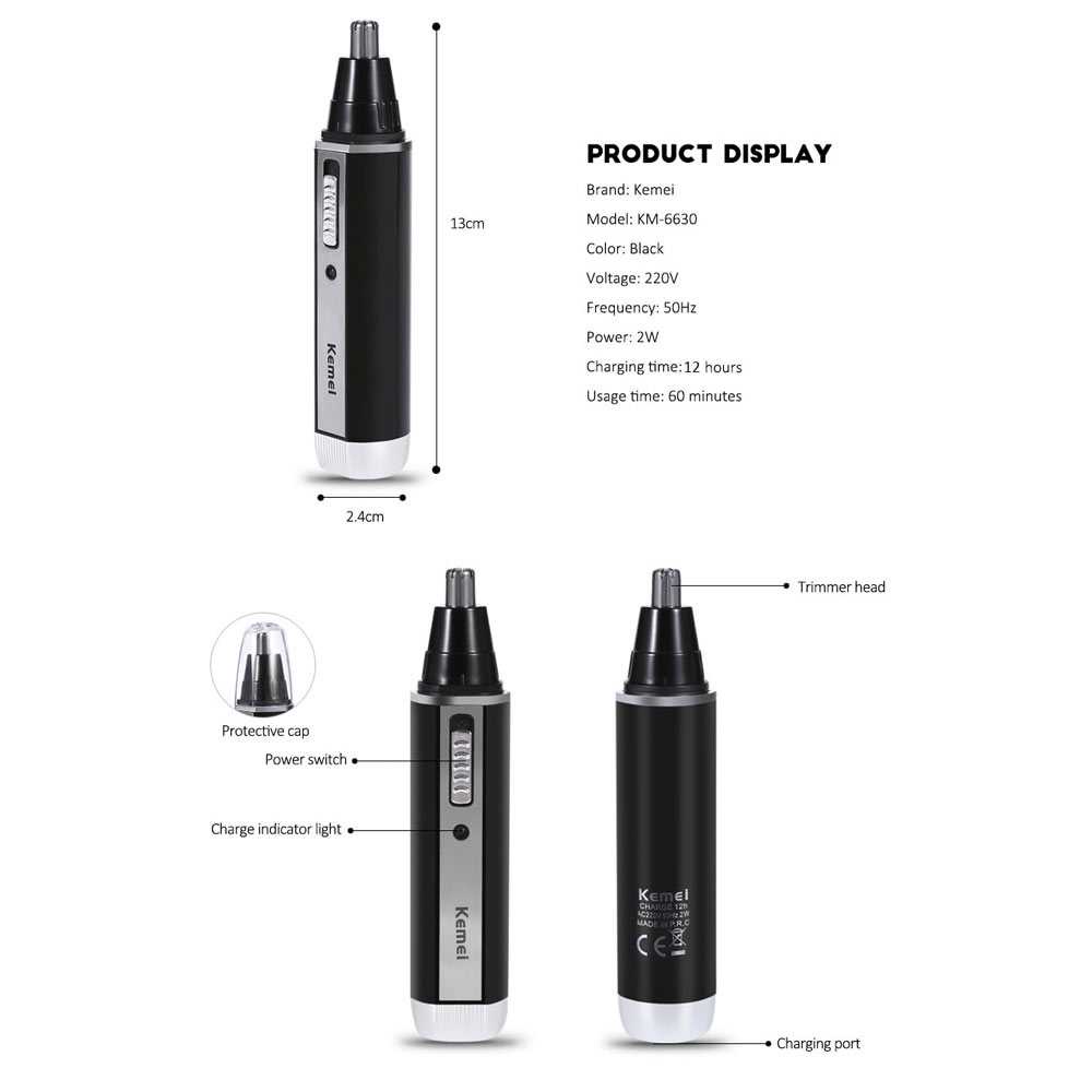 Pencukur Kumis dan Jenggot Elektrik Tanpa Kabel Kemei 4 In 1 Rechargeable Alat Potong Bulu Hidung Elektrik