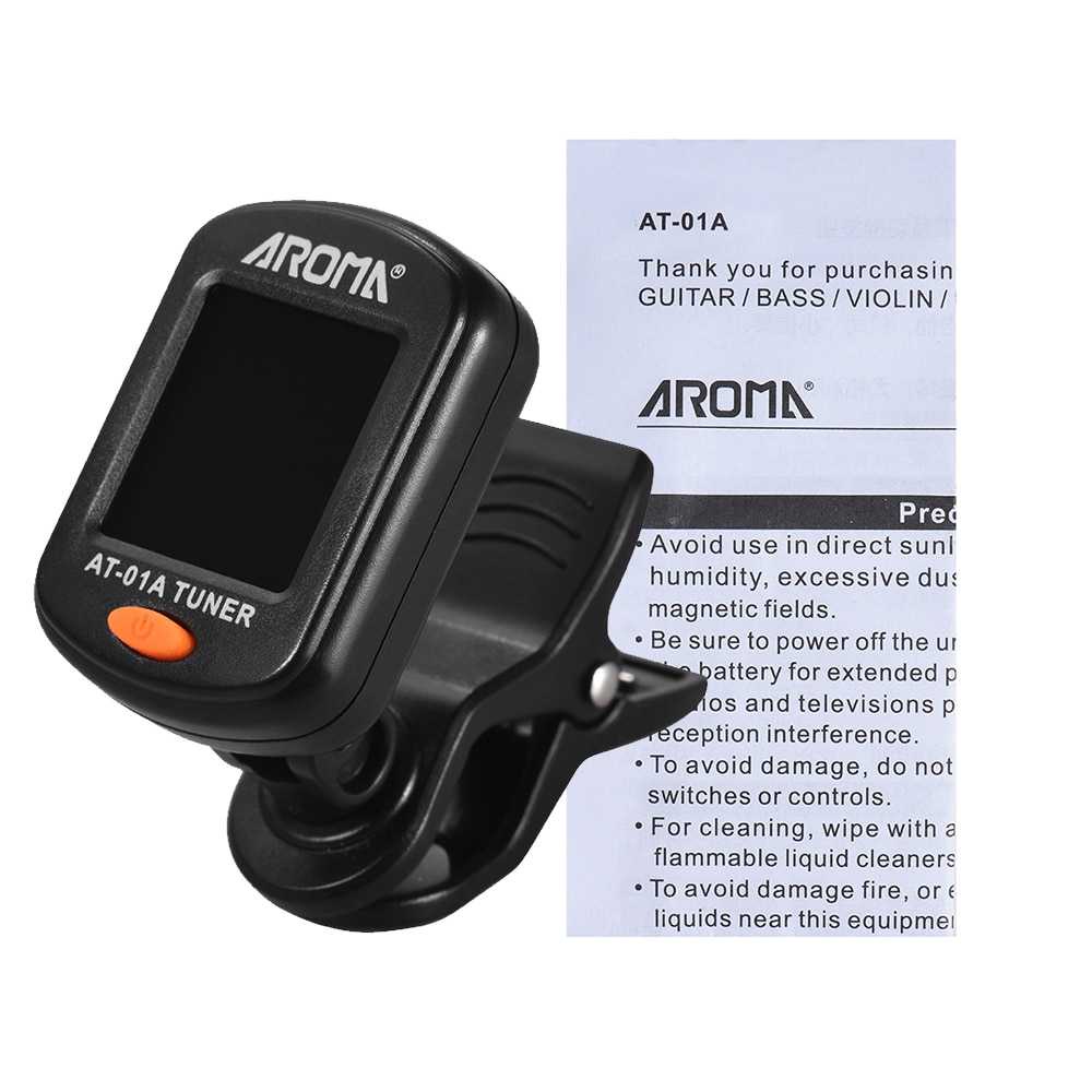 AROMA Tuner Gitar dengan Clip - AT-01A-Hitam