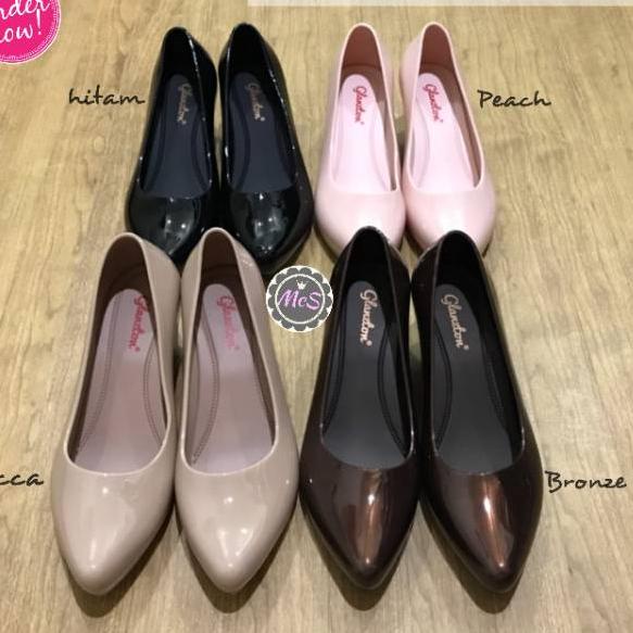 [SAT.16Sp21ĸ] SYAHRINI Sepatu wedges Jelly tinggi 6cm merk Glanzton