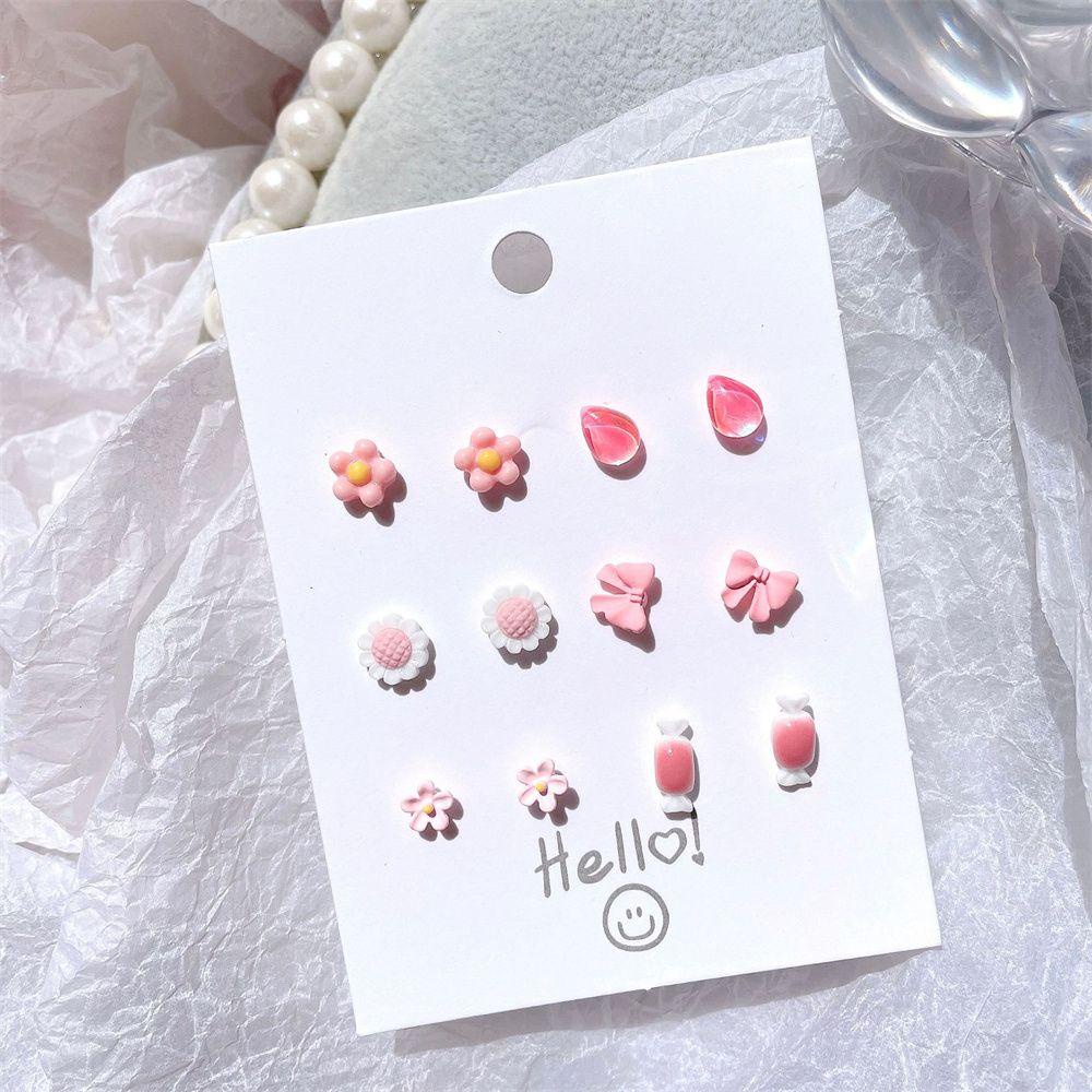 Lily Anting Geometris Wanita Korea Cantik Aksesoris Kecil Lucu 6pasang/set Anting Kecil