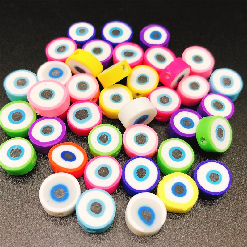 20pcs Manik-Manik Polymer Clay Bentuk Bunga Matahari Hati Hewan Ukuran 10mm Untuk Membuat Perhiasan
