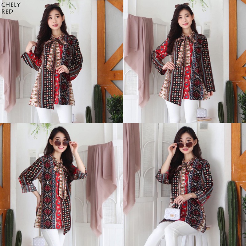 Chely - Baju Batik Wanita / Batik Modern / Blouse Wanita / Batik Lengan Panjang