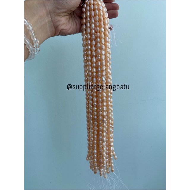 Bahan Mutiara Air Tawar Barok PEACH 8 x 12mm OVAL fresh water pearl