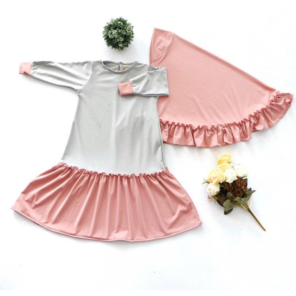 GAMIS AZZAHRA SILVER SIZE L BY SHAHIA | GAMIS ANAK SHAHIA