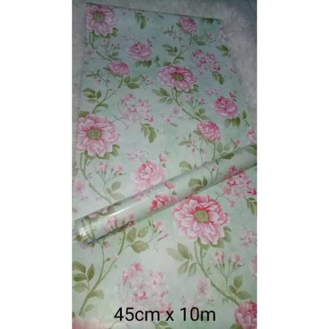 Wallpaper dinding motif bunga UK 45cm x 10m