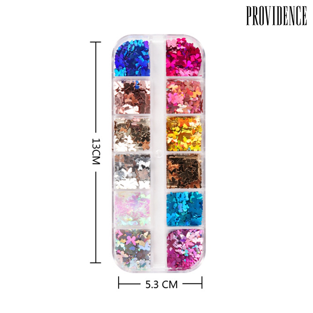 Providence 12 Sekat / Kotak Payet Kupu-Kupu Untuk Aksesoris Nail Art / Manicure DIY Butterfly