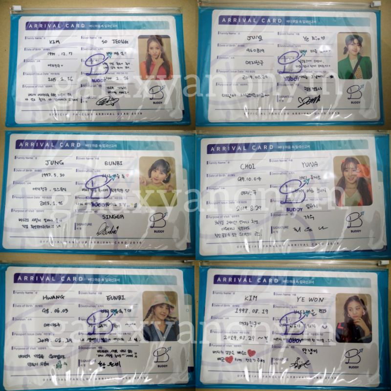 Membership Official GFriend Arrival Card