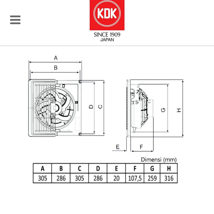 Kipas Angin Plafon Ceiling Exhaust Fan 8&quot; KDK 20 TGQ2