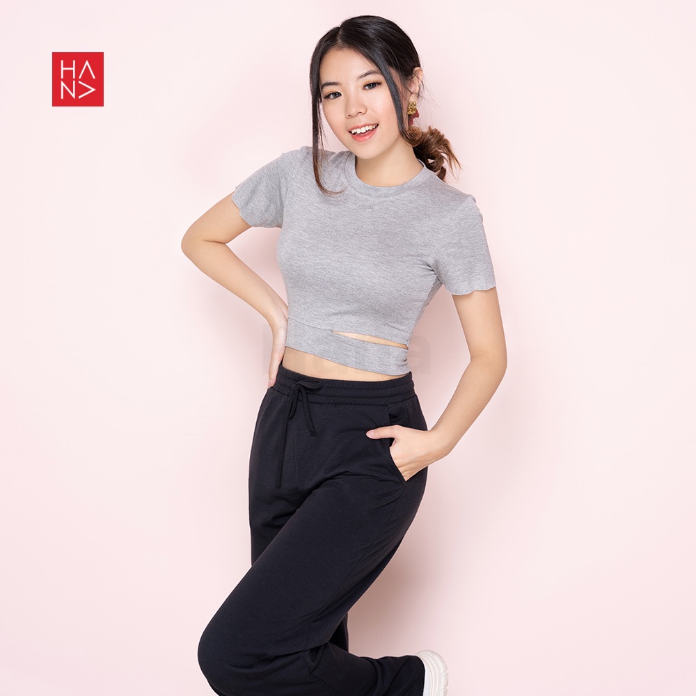 HanaFashion JKT - Yuna Crop Top Korean Style / Kaos Crop Wanita - TS343