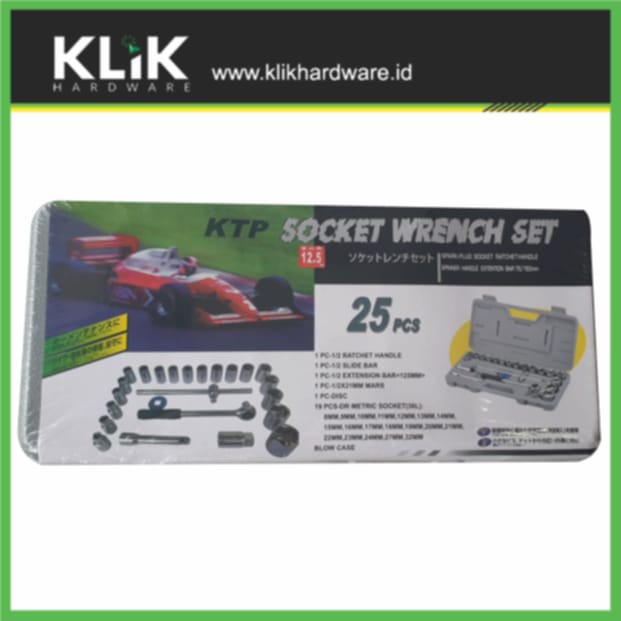 Kunci Shock Sock Sok Set 25 Pcs Ukuran 1/2 Inch 8 - 32 mm Motor Mobil