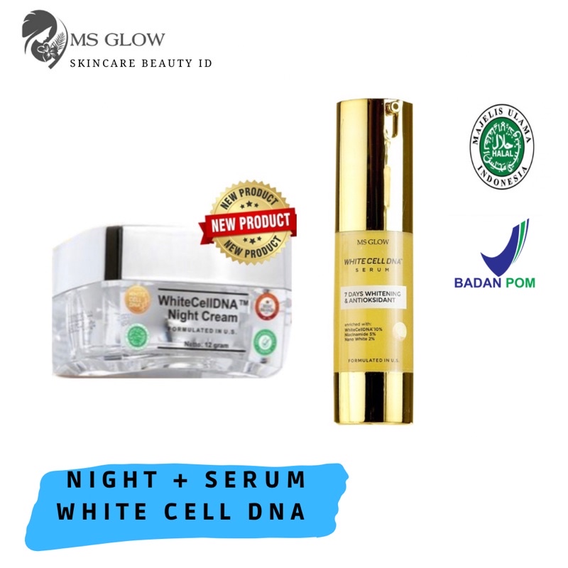 MS GLOW WHITE CELL DNA / MS GLOW NIGHT CREAM / KRIM MALAM / SERUM WHITECELL DNA / NIGHT CREAM WHITE 