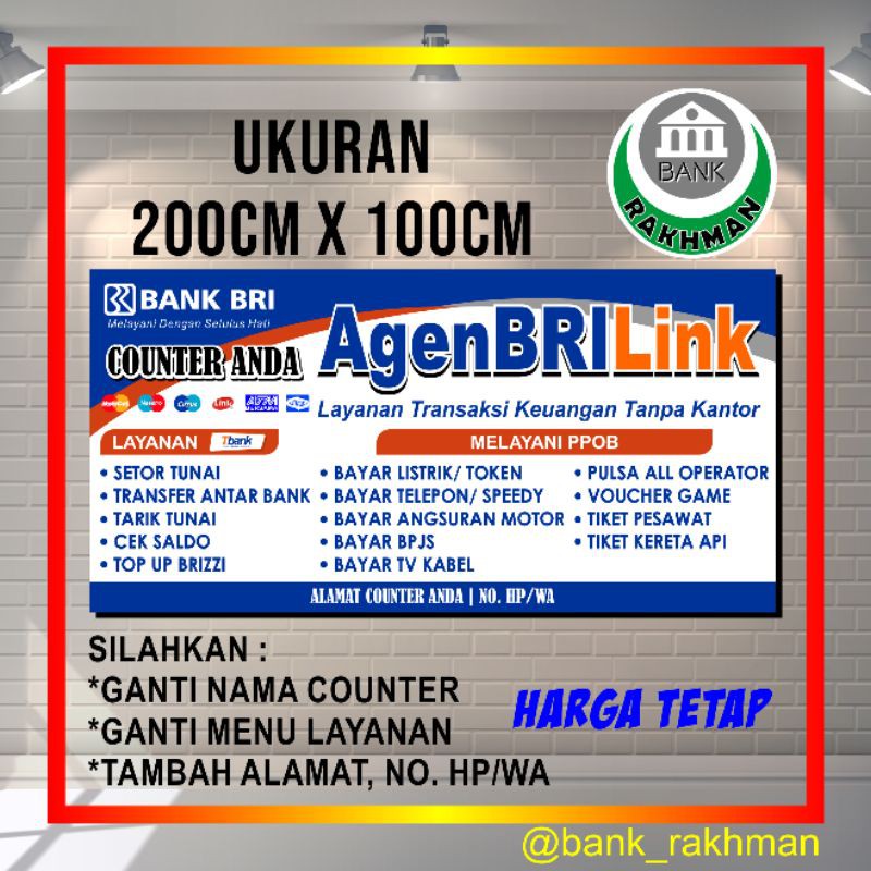 SPANDUK BANNER AGEN BRILINK UKURAN 200CM X 100CM