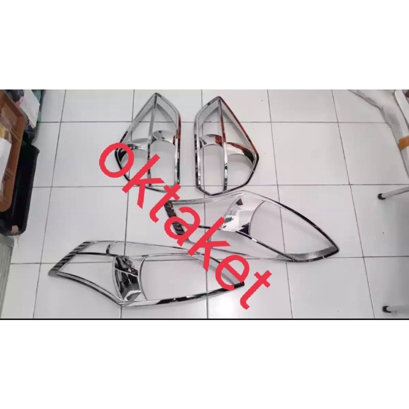 Paket garnish lampu depan dan belakang Ertiga lama hitam &amp; chrome