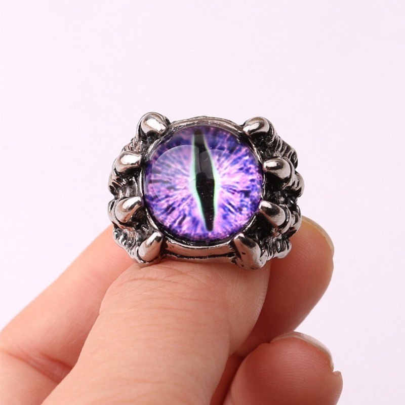 [Vintage Punk Dragon Claw Evil Eyes Adjustable Open Rings For Men] [Personality 4 Colors Men Finger Ring] [Men's Bar Night Club Accessories Gifts]