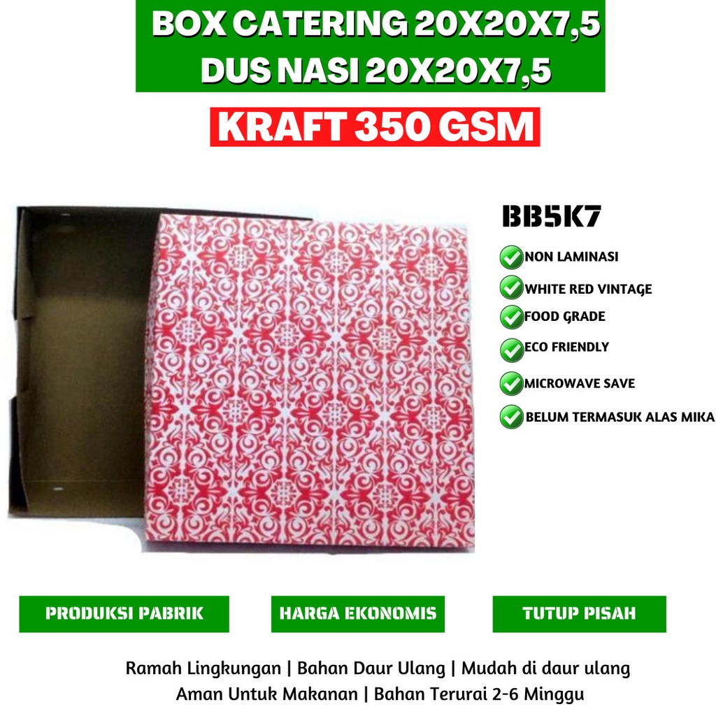 Dus Nasi 20x20 Tebal 350 Gsm Dus Nasi (BB5K7-Non Laminasi)