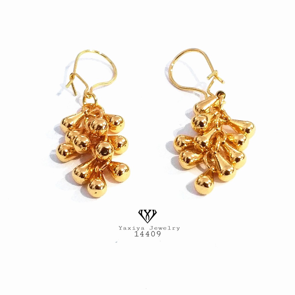 

Anting klip sterling Gold Perhiasan imitasi lapis emas yaxiya 14409