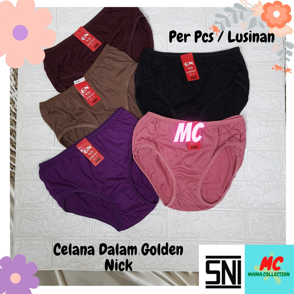 Celana Dalam Wanita 1 Lusin/12 Pcs Merk Golden Nick GN Murah CD Warna Gelap Mama.collection