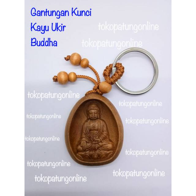 Gantungan Kunci Kayu Buddha Bulat