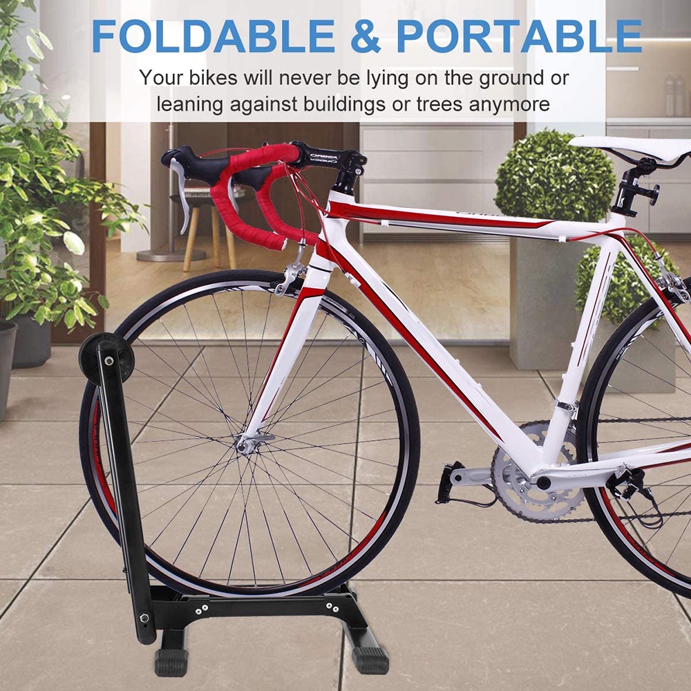 Vorcool Stand Parkir Sepeda Foldable Bicycle Racks Floor Standing Bike Display - L150 - Black