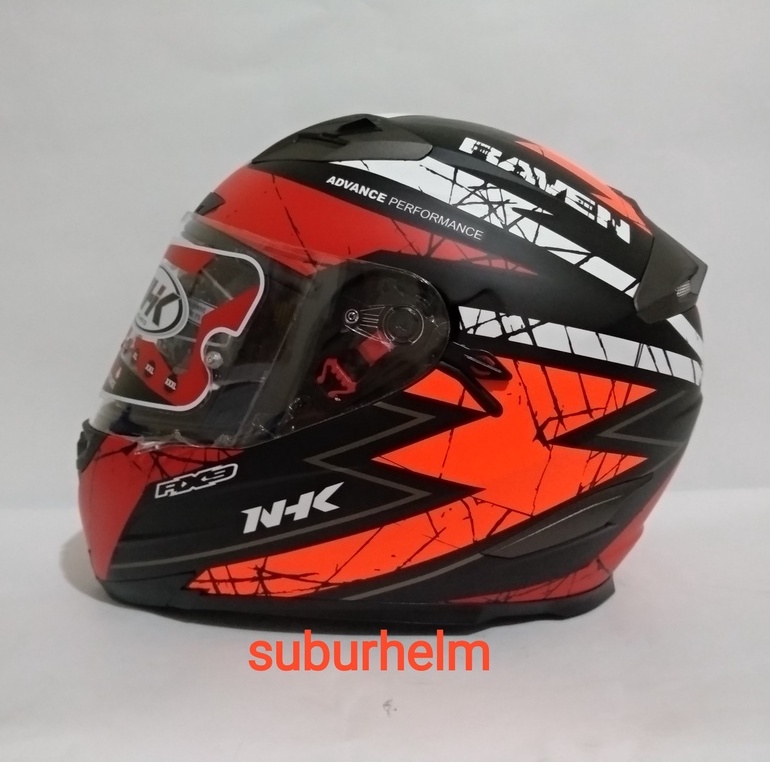 HELM  NHK  RX9  RAVEN  BLACK RED ORANGE DOFF   FULL  FACE  DOUBLE VISOR  FLAT VISOR