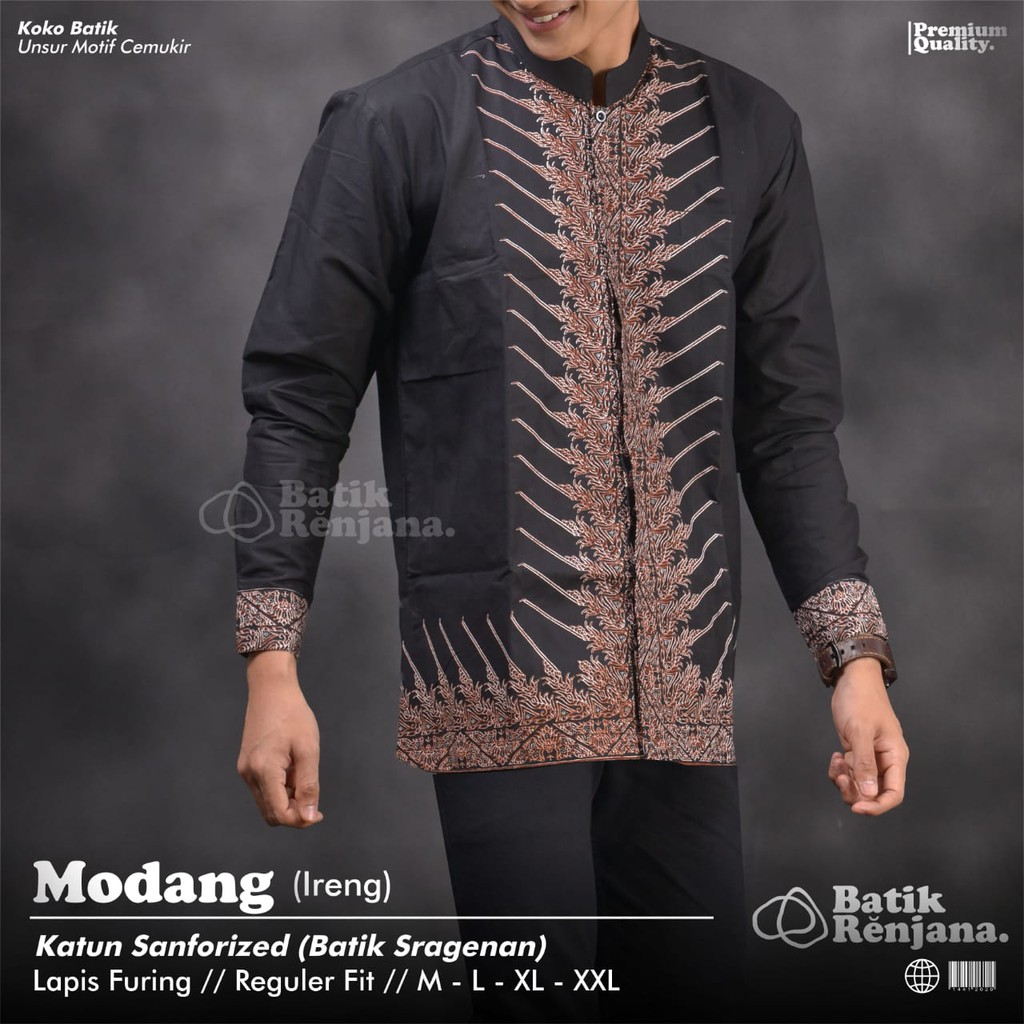 MODANG IRENG Kemeja Baju Koko Batik Pria Dewasa Premium Lebaran Asli Solo RENJANA