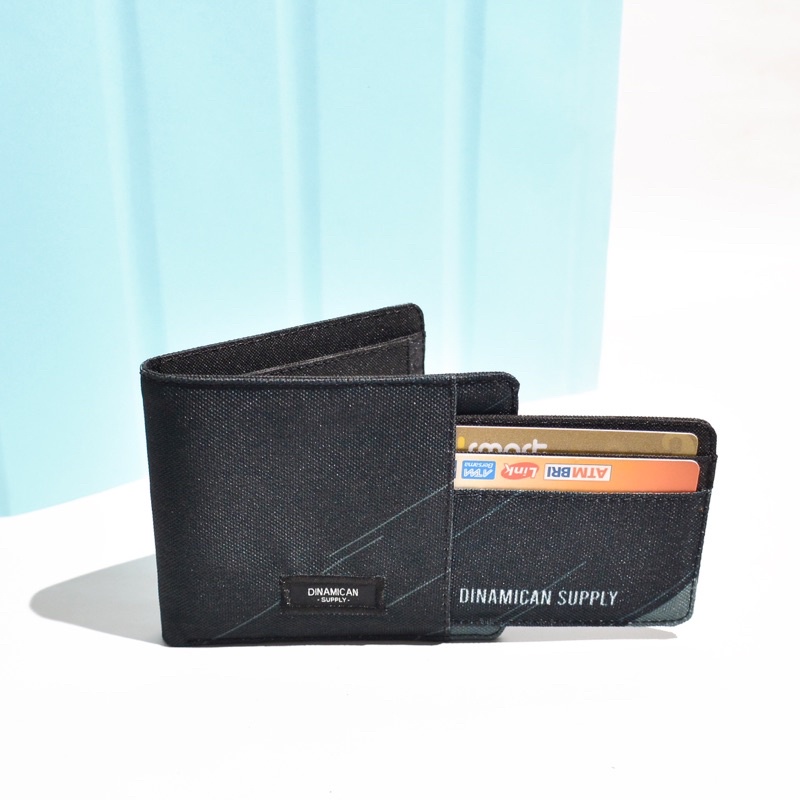 Luis Black Strip - Dompet pria lipat dompet kartu cowok cardholder koin 2 in 1 Dinamican Supply