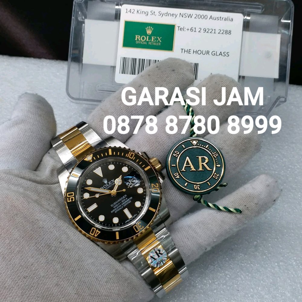 GJ SUPERB ROLEX SUBMARINER 116613 LN TWO TONE 18K GOLD PLATED SAPPHIRE SUPERLUMED ON 904L SS SWISS