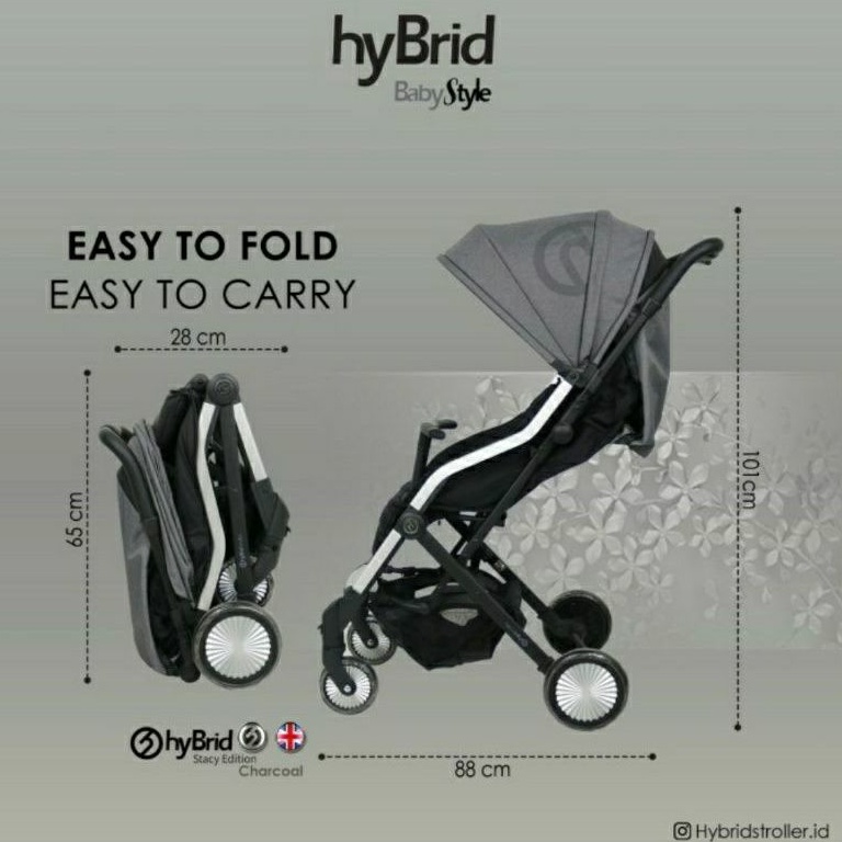 Hybrid Cabi Stacy Charcoal Stroller / Kereta Dorong Bayi Cabin Size